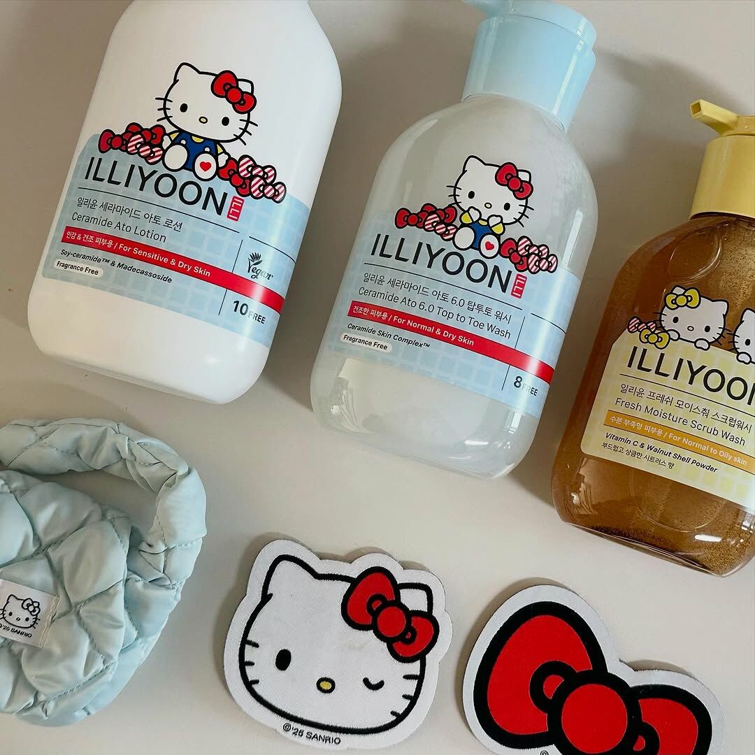 現貨  韓國代購 ILLIYOON x Hello Kitty 限量聯名 敏感肌可用 保濕 護理 身體乳 洗髮乳 沐浴乳 洗面乳