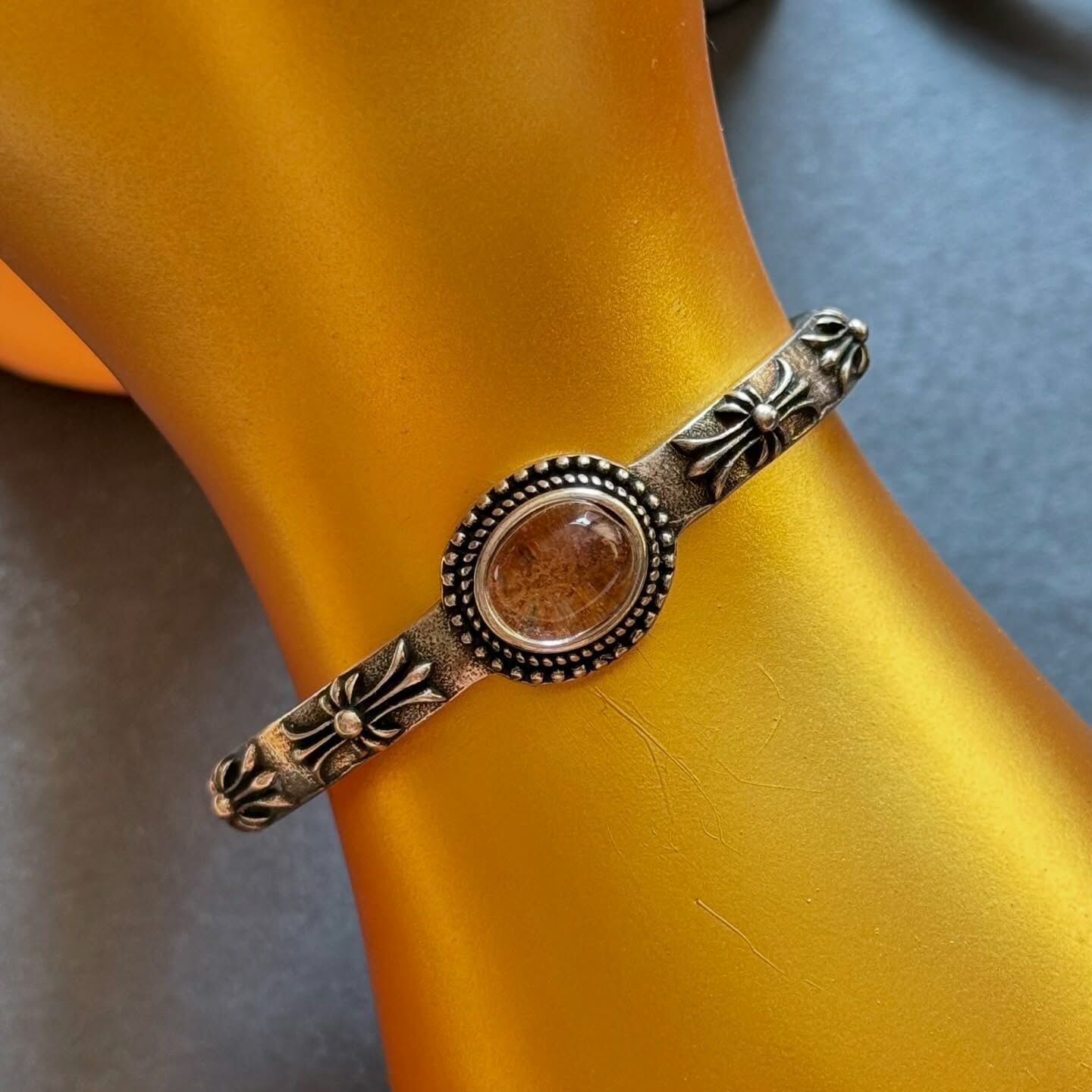 [原石] 幽靈水晶 銅手鐲 金屬手鐲