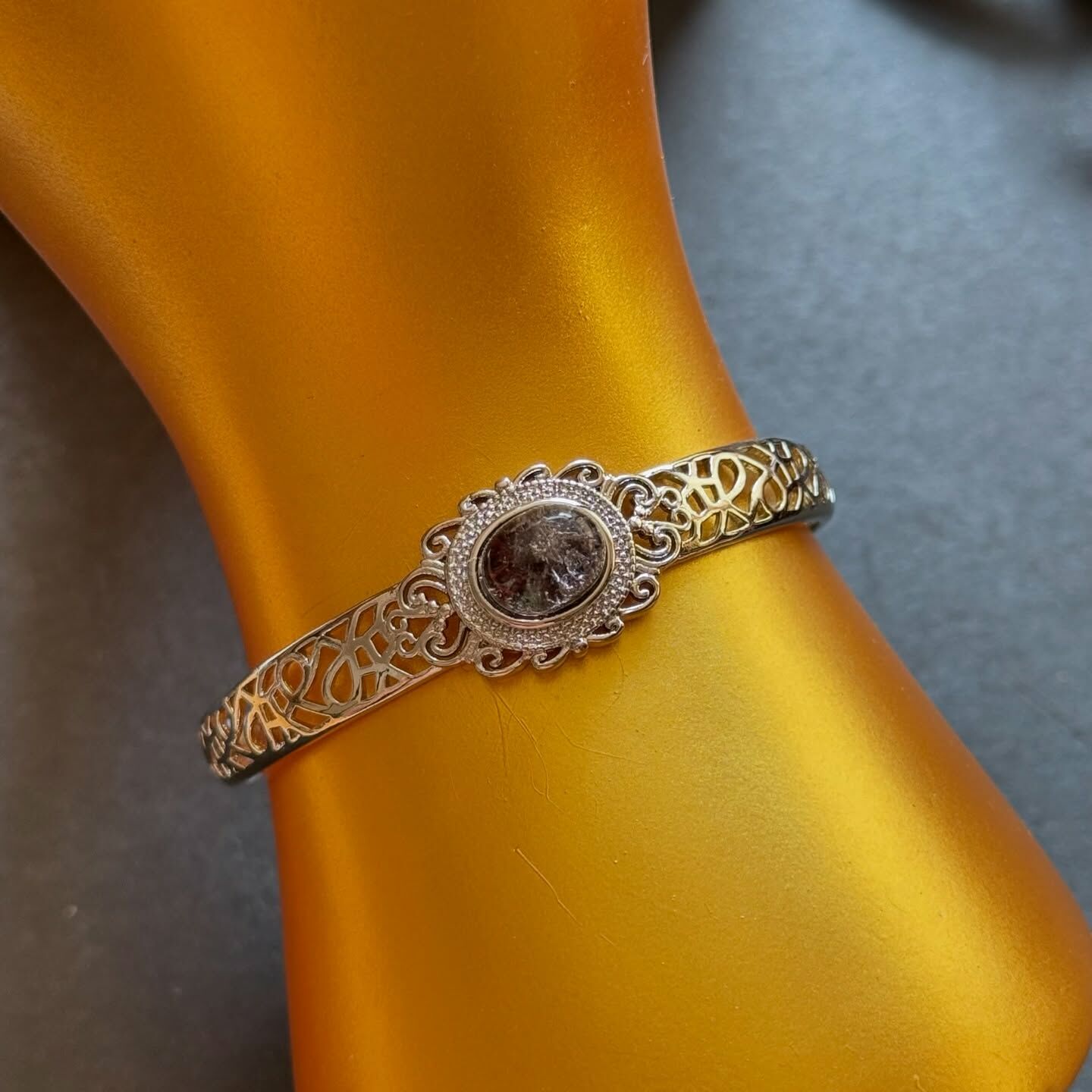 [原石] 幽靈水晶 銅手鐲 金屬手鐲