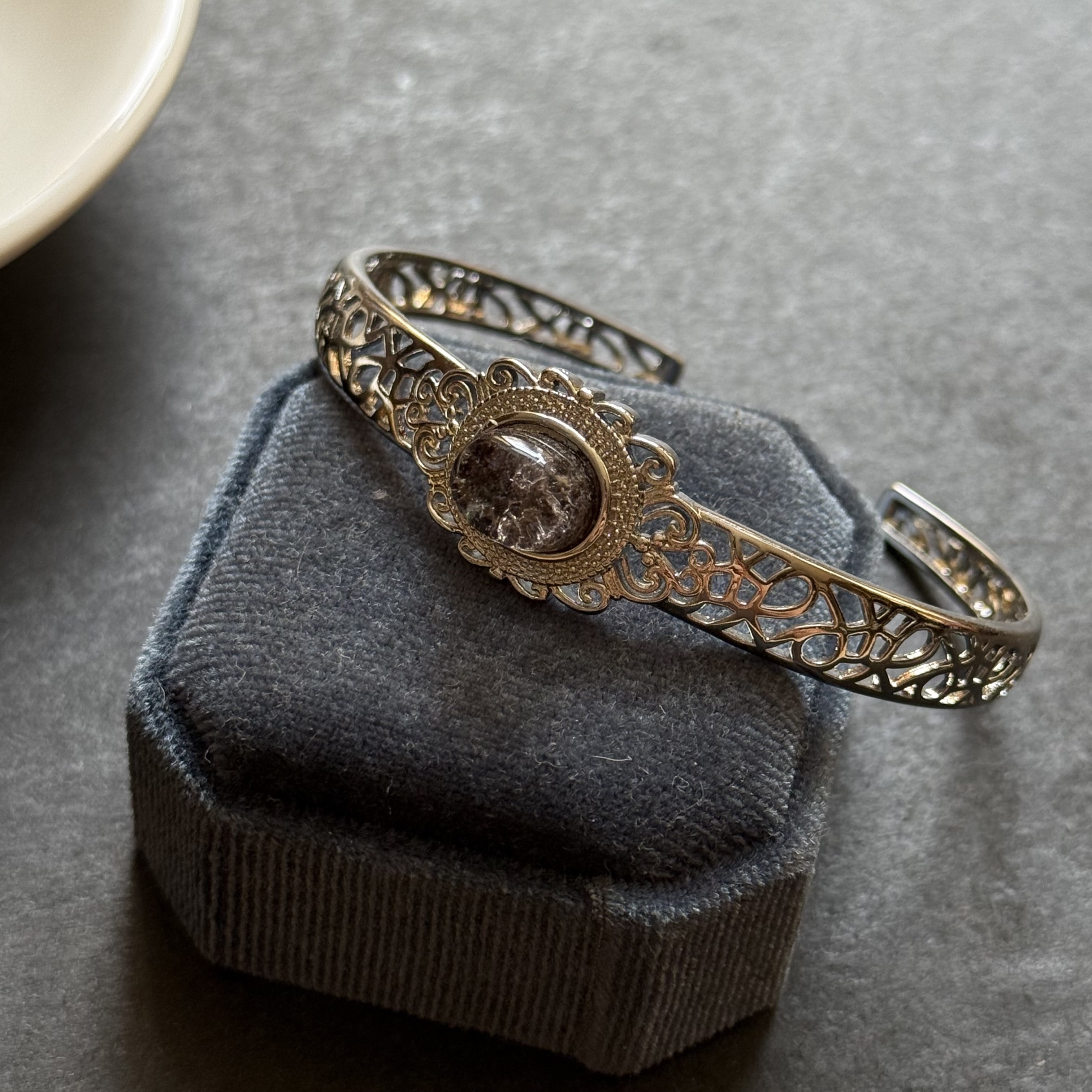 [原石] 幽靈水晶 銅手鐲 金屬手鐲