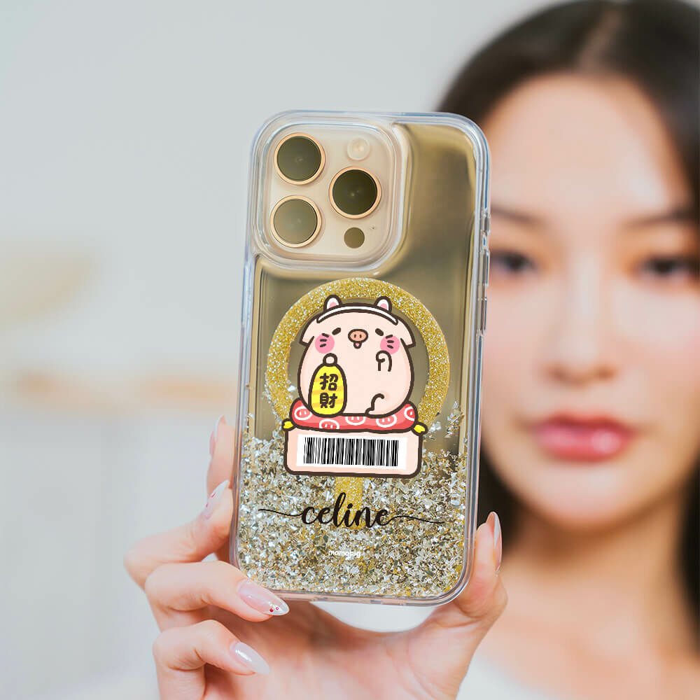 我要招財 (MagSafe磁吸) 閃耀金鏡面殼 - (訂製名字) iPhone客製化手機殼