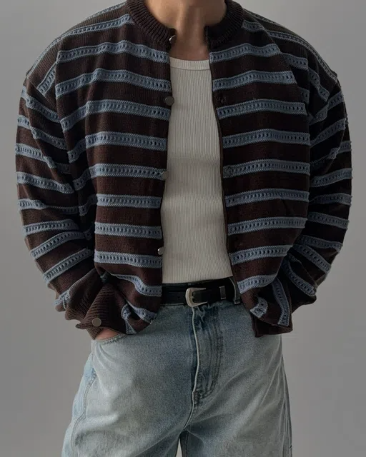 Billy Skashi 條紋針織開襟衫