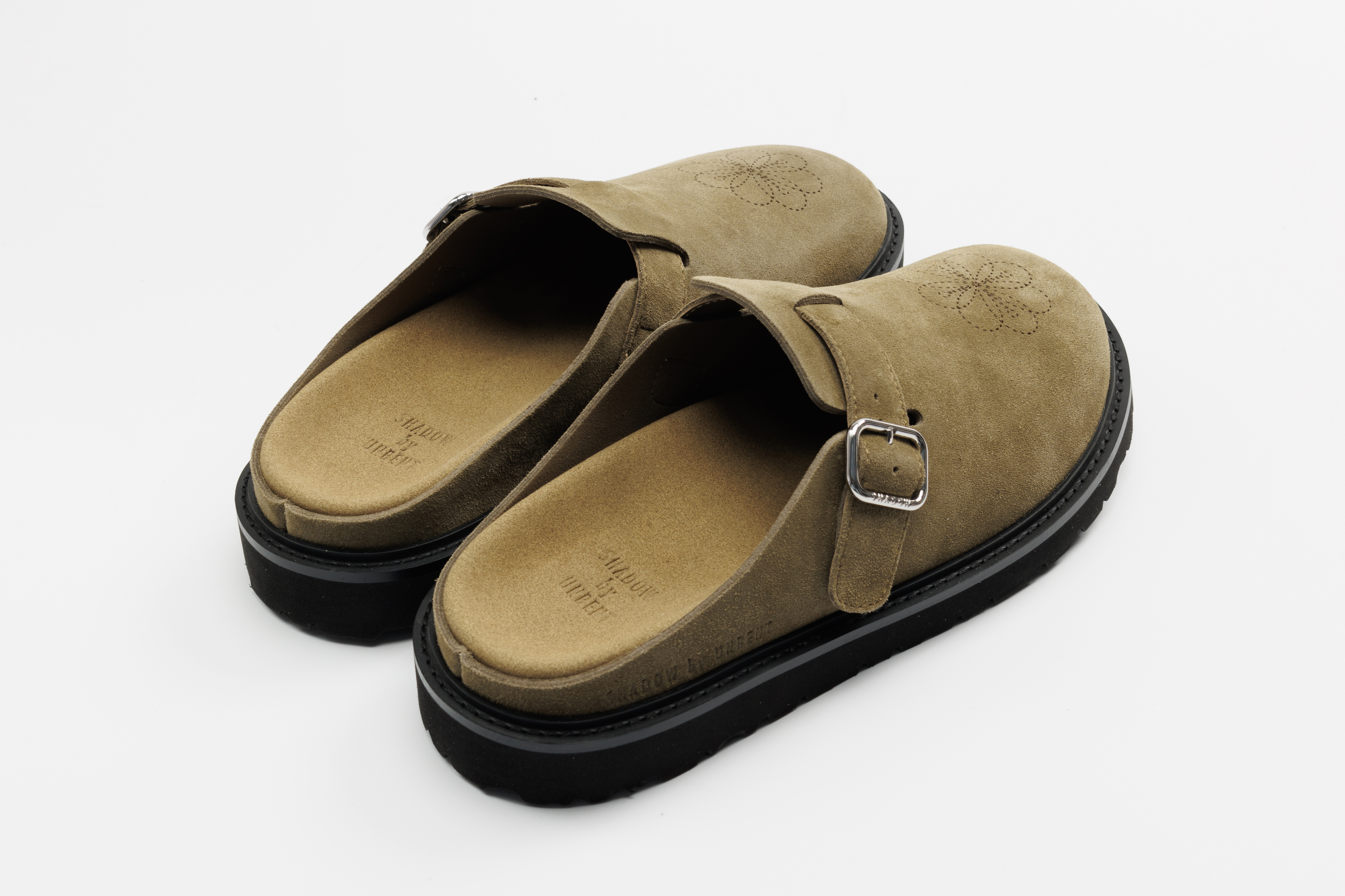 Shadow by Unbent 支線 牛皮包頭勃肯拖鞋 增高厚底雕花