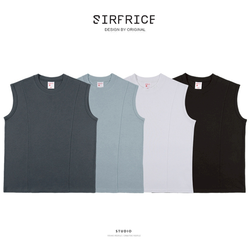 寬肩背心 拼接線條設計