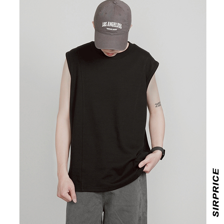 寬肩背心 拼接線條設計