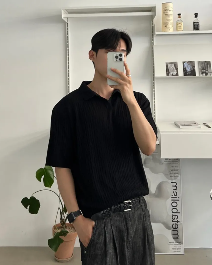 扭紋短袖針織衫