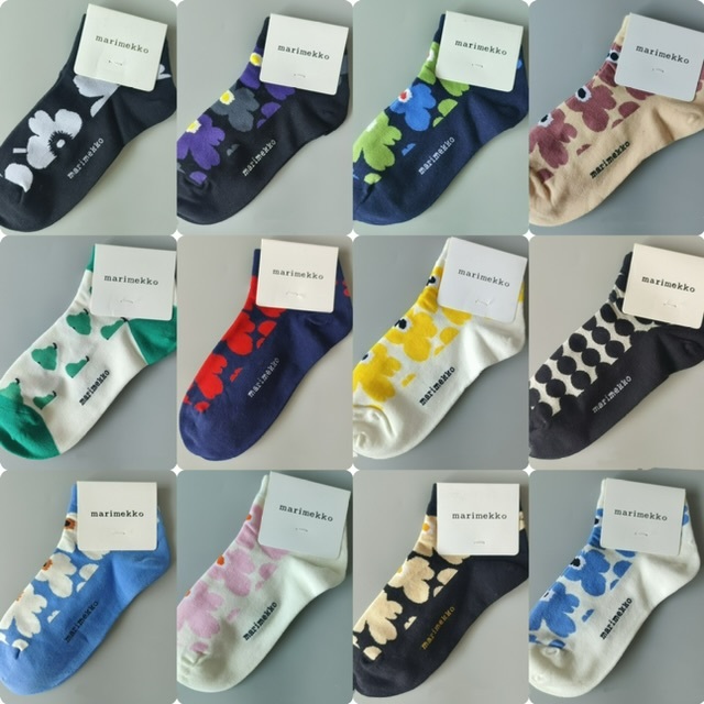 Mar*imekko 彩色花花成人短襪（一套六對，款式隨機） - 2500821