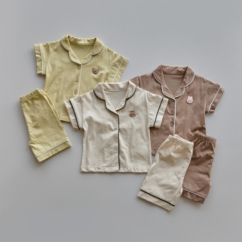 25S/S SweetHome果凍人物翻領開襟衫睡衣上下套裝