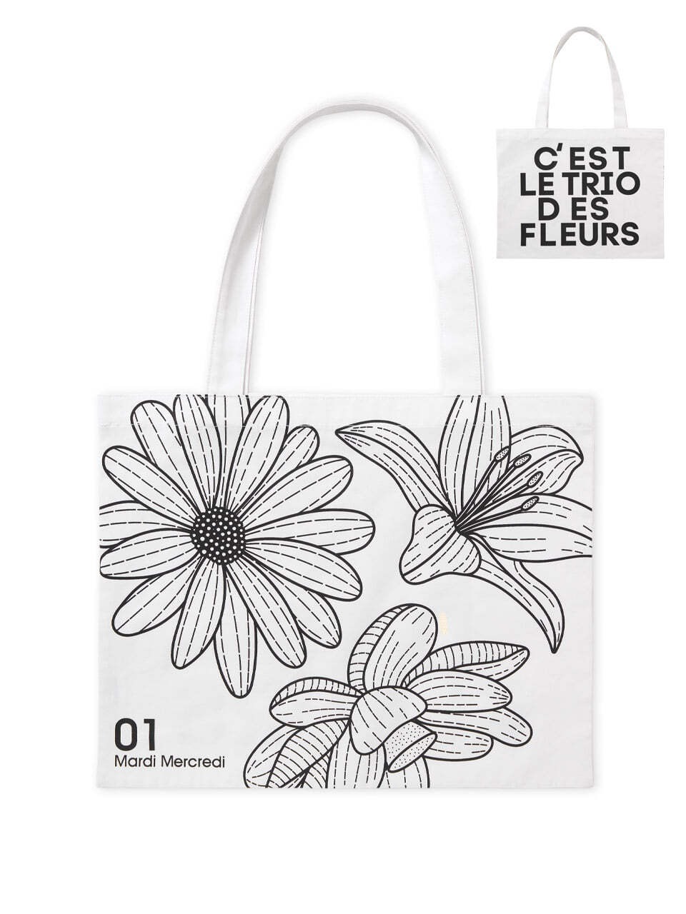 Mardi Mercredi CANVAS BAG TRIPLE FLOWER