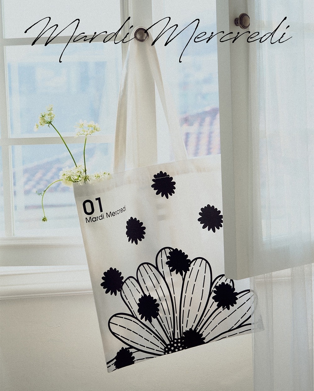 Mardi Mercredi CANVAS BAG FLOWER DOTS