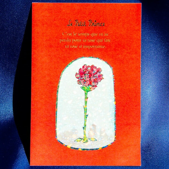 小王子_玫瑰 燙金明信片｜日本ROKKAKU