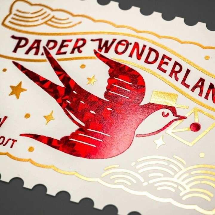 ob1toy_燕子 復古郵票 燙金明信片｜日本ROKKAKU