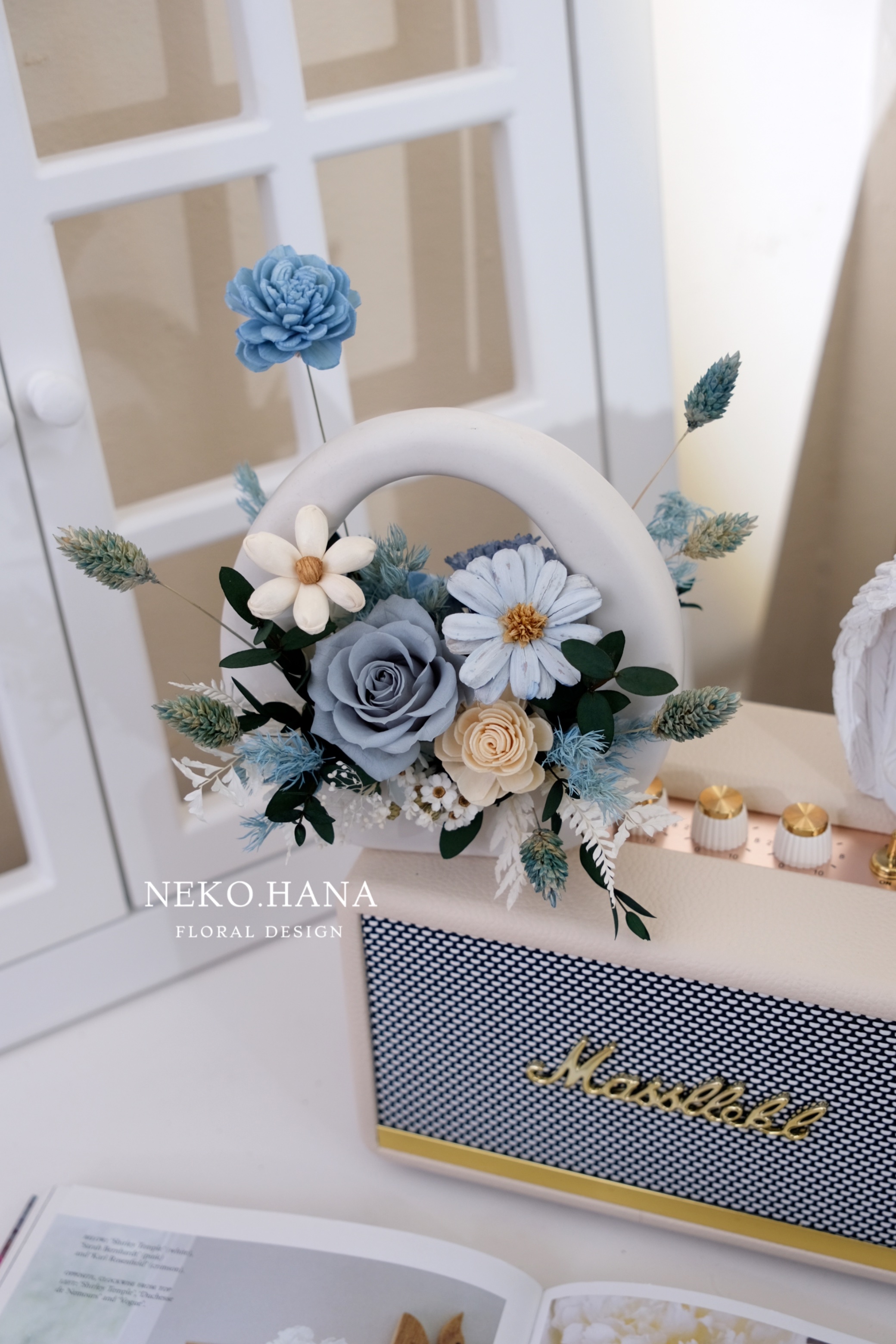 O型日式盆花（藍系）