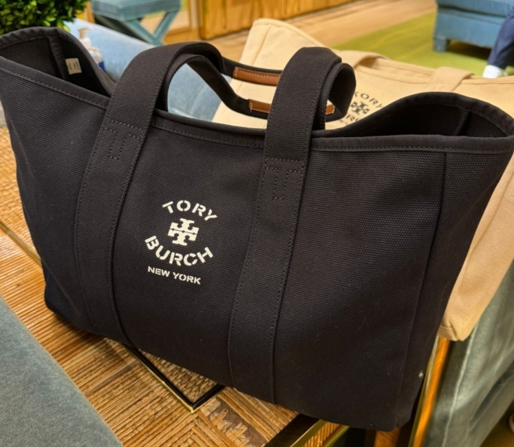 [S] TORY BURCH CANVAS TOTE,WARM NIGHT, 156476-405 (STB574)