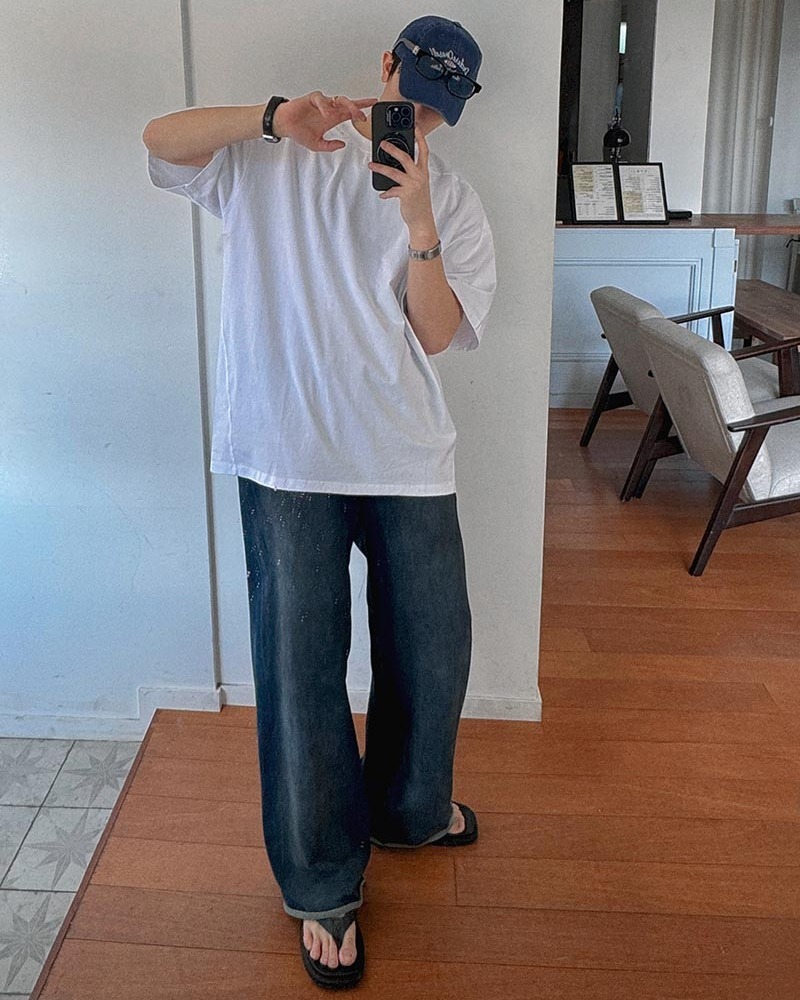 水洗漸變褪色休閒褲