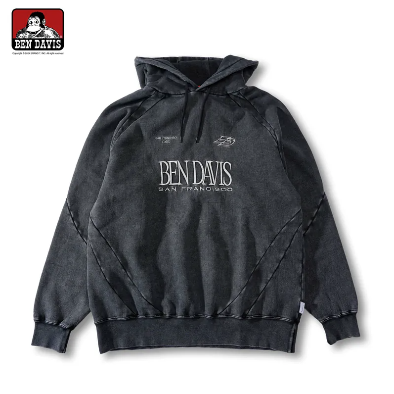 【 BEN DAVIS | DED HOODIE 洗舊胸前英文大刺繡刷毛帽TEE - 3色】
