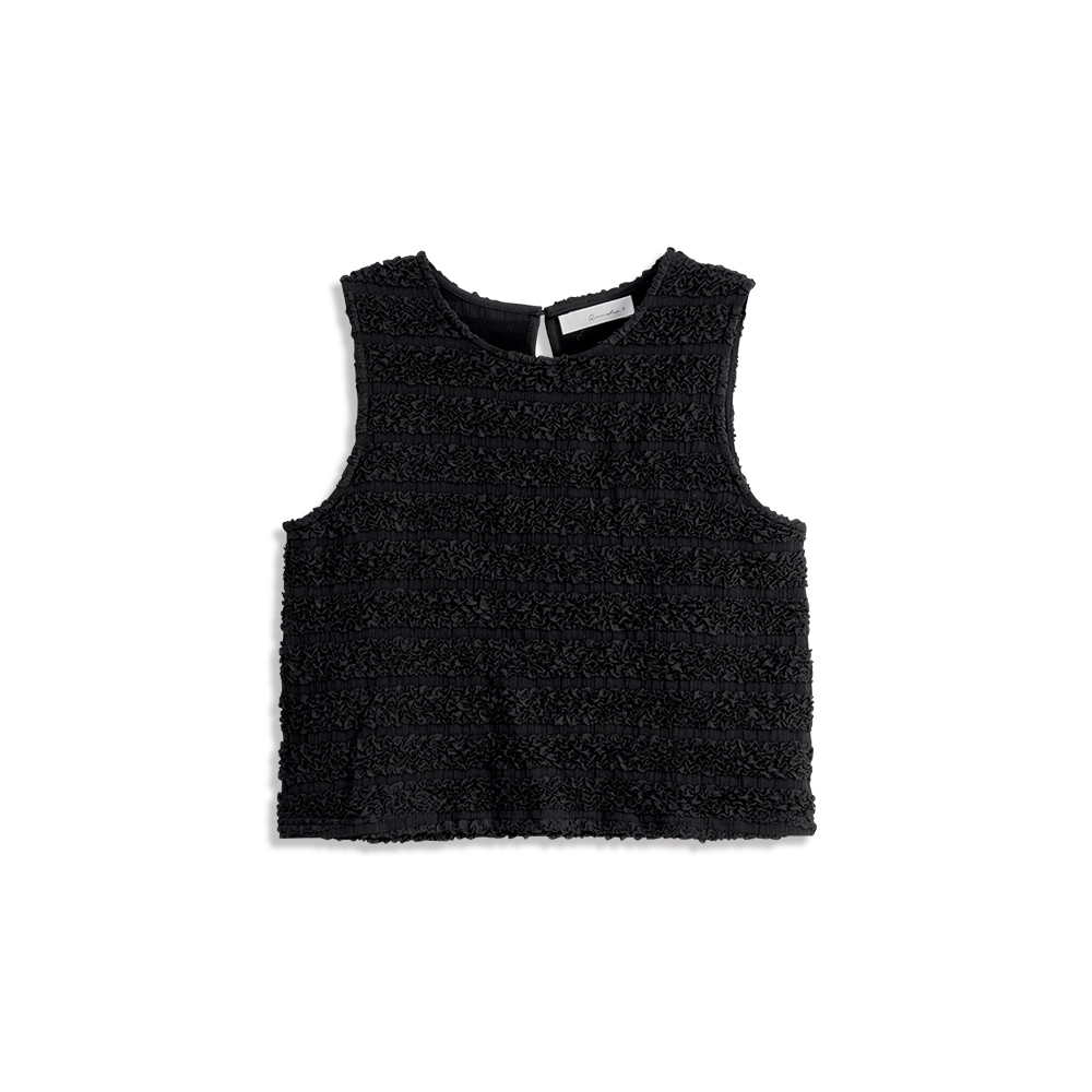 Three-dimensional wavy texture sleeveless wide shoulder vest sold in three colors【01098793】in stock+pre-order