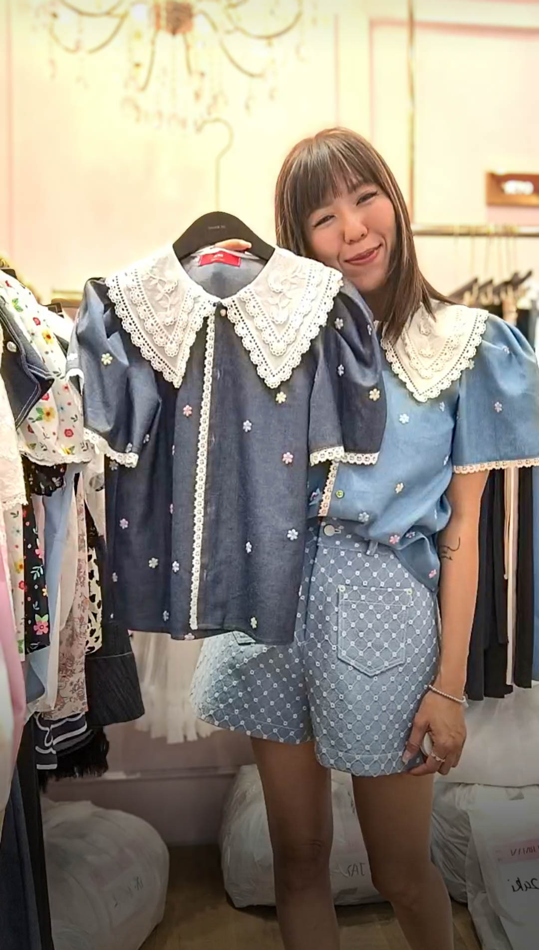 PM_K8076  ▶️小花牛仔上衣 👉B:100cm L:55cm👈