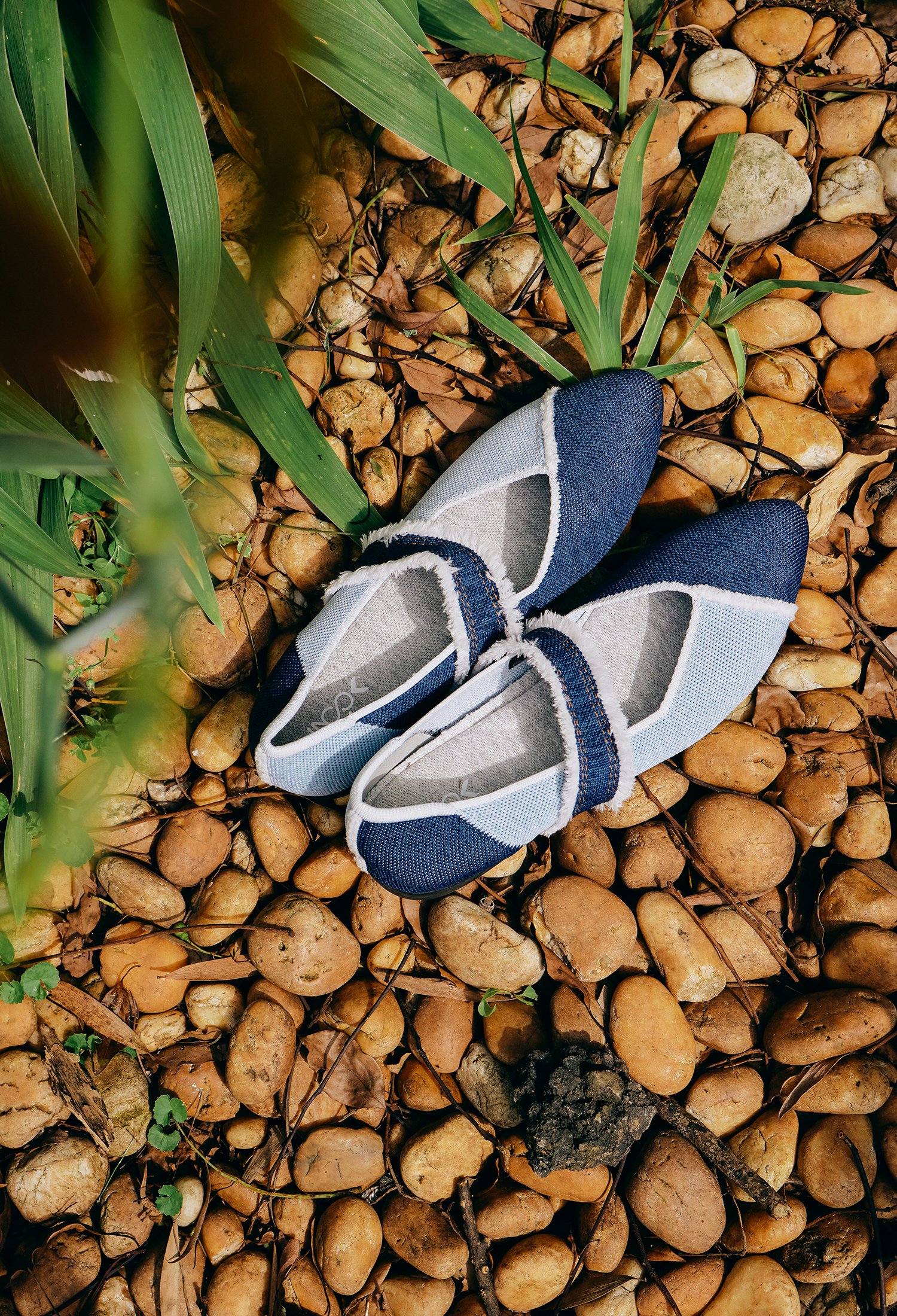 拼貼牛仔褲平底鞋 拼貼丹寧