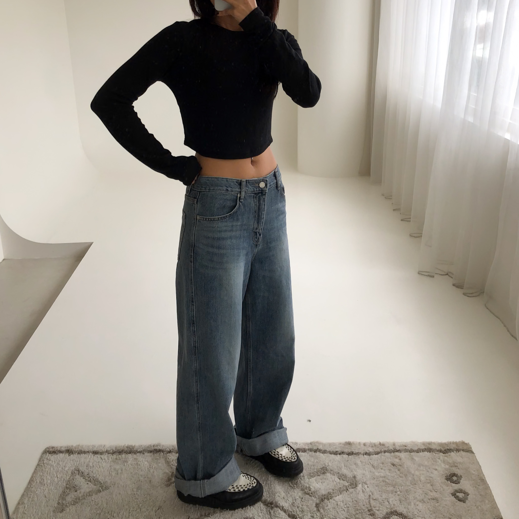 刷色太讚率性高個牛仔褲(M-版偏大)