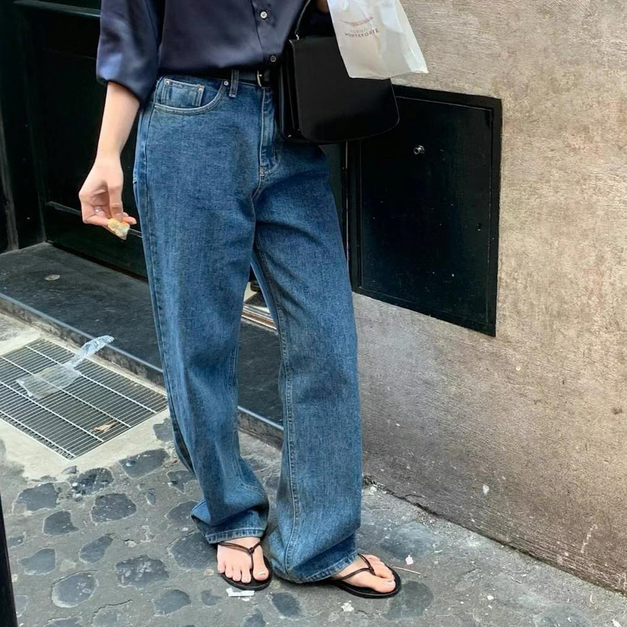 中藍牛仔直腿褲(S)