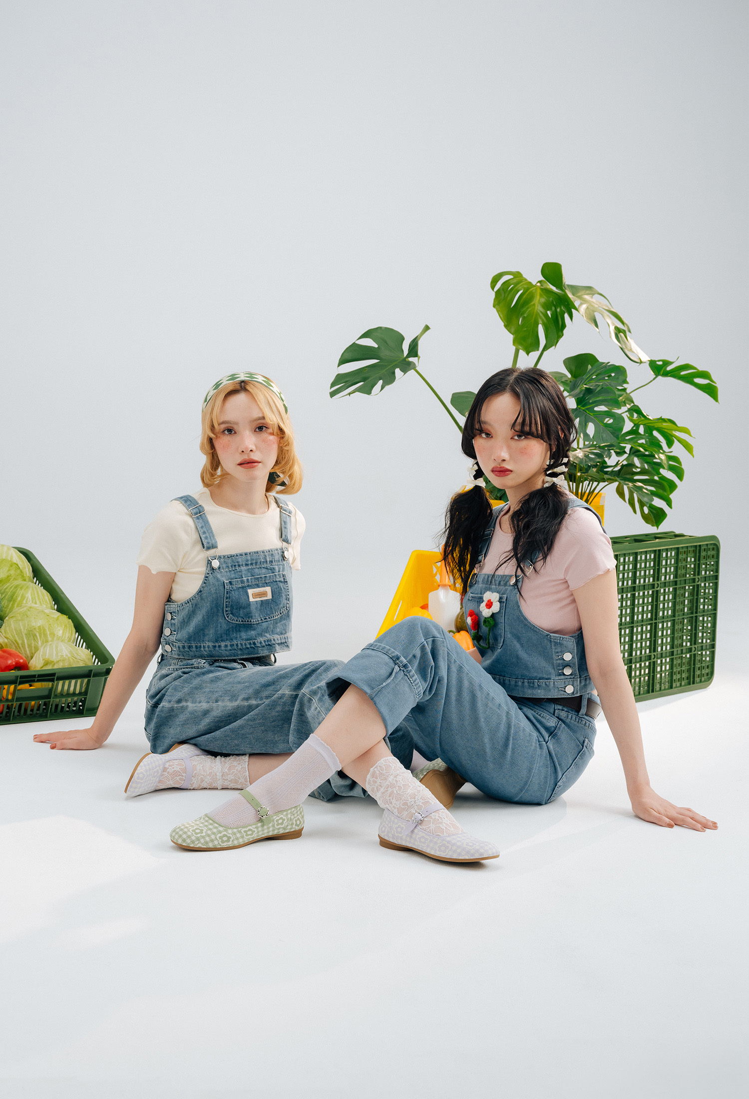 香草瑪莉珍平底鞋 紫格紋