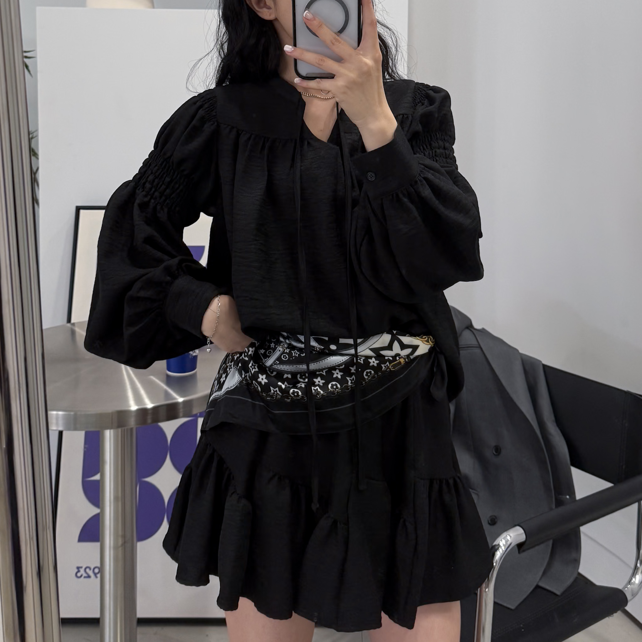 兩件式度假上衣裙SET(黑)