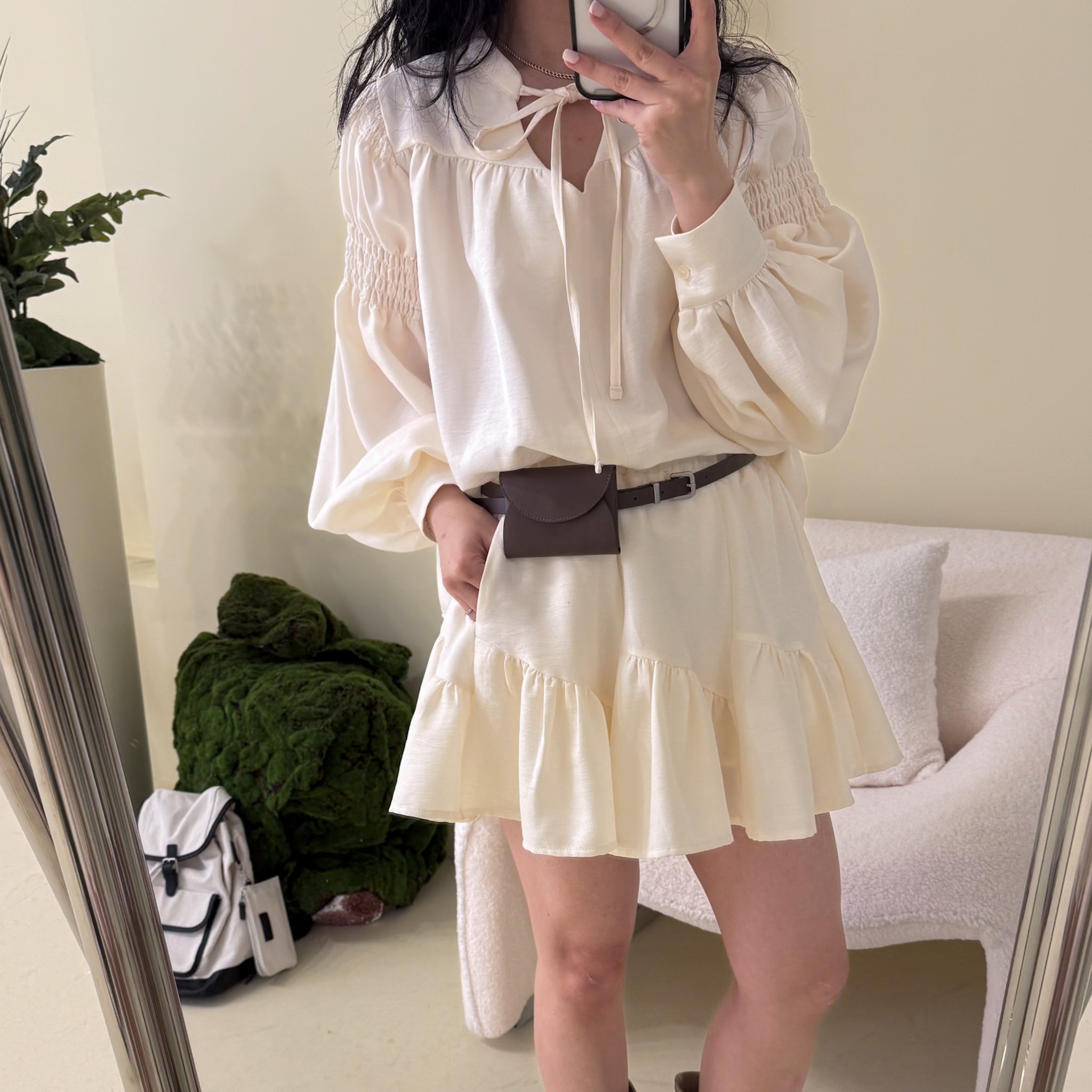 兩件式度假上衣裙SET(奶油)