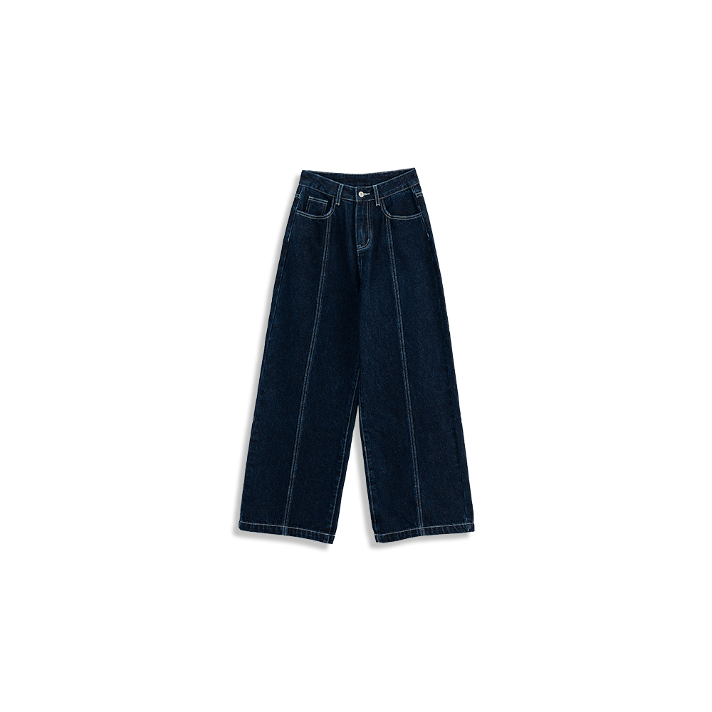 Wide-leg jeans with contrast stitching S/M/L【04011805】in stock+pre-order
