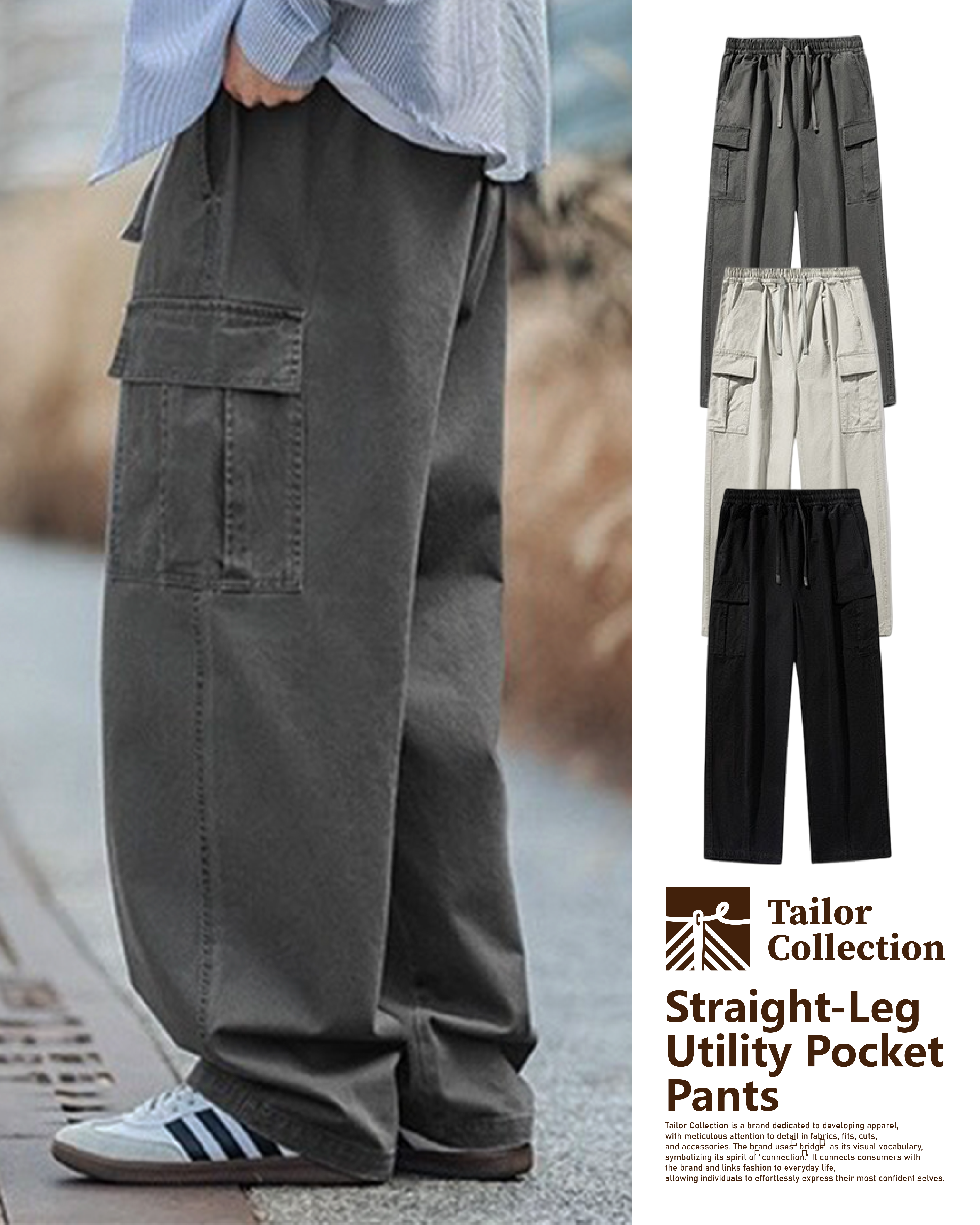 #預購 Tailor collection 直筒 水洗 工裝口袋褲 三色 MK2414