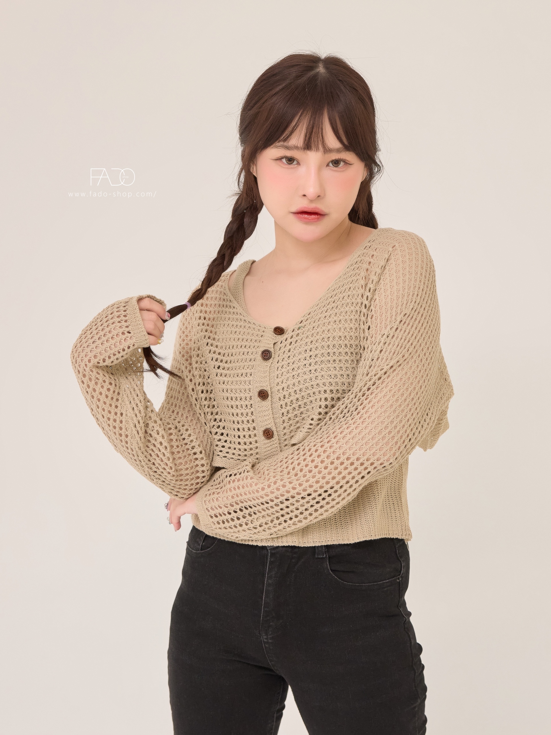 法朵Fado shop｜ 【價格超美】鏤空針織外套+背心 (兩件套) 9163001