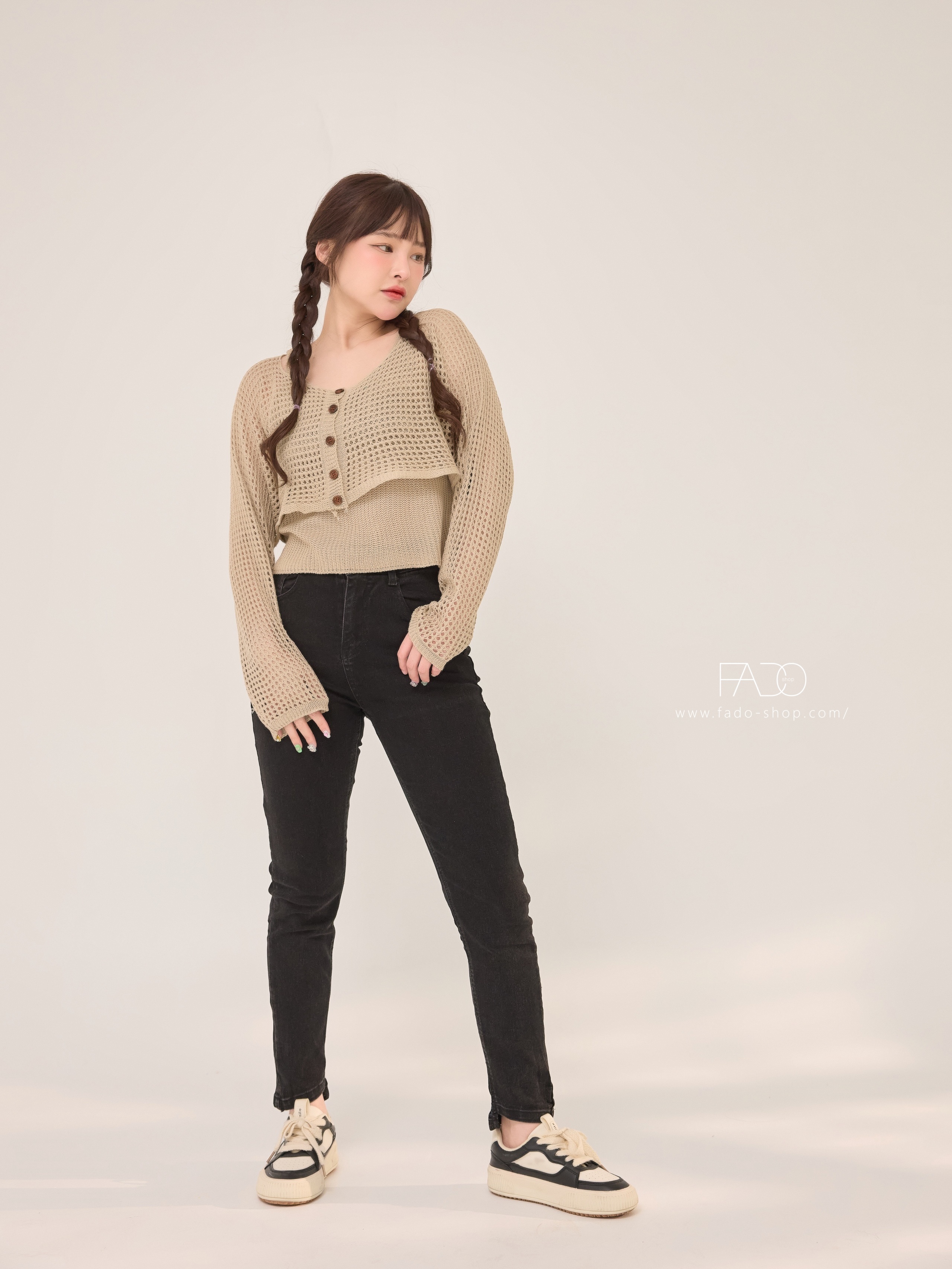 法朵Fado shop｜ 【價格超美】鏤空針織外套+背心 (兩件套) 9163001