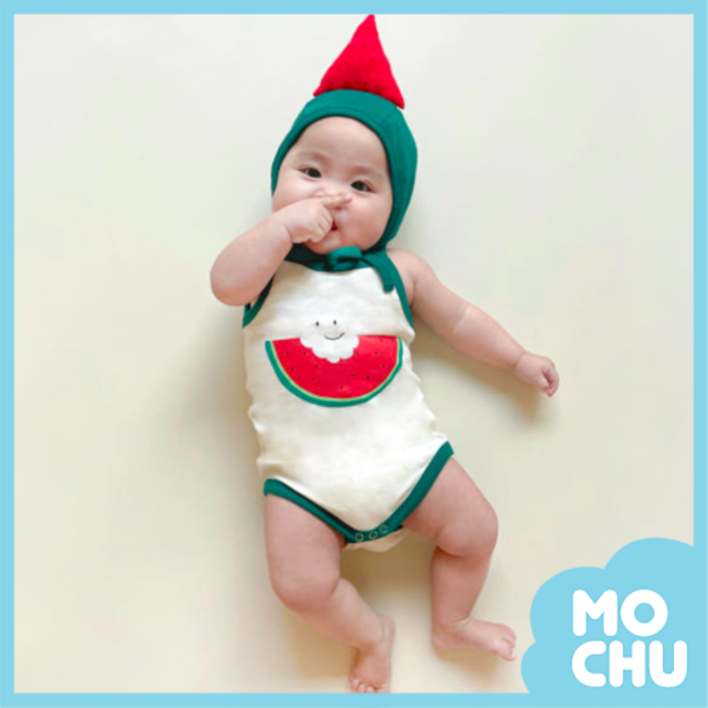 (73cm現貨)西瓜寶寶細肩帶包屁衣