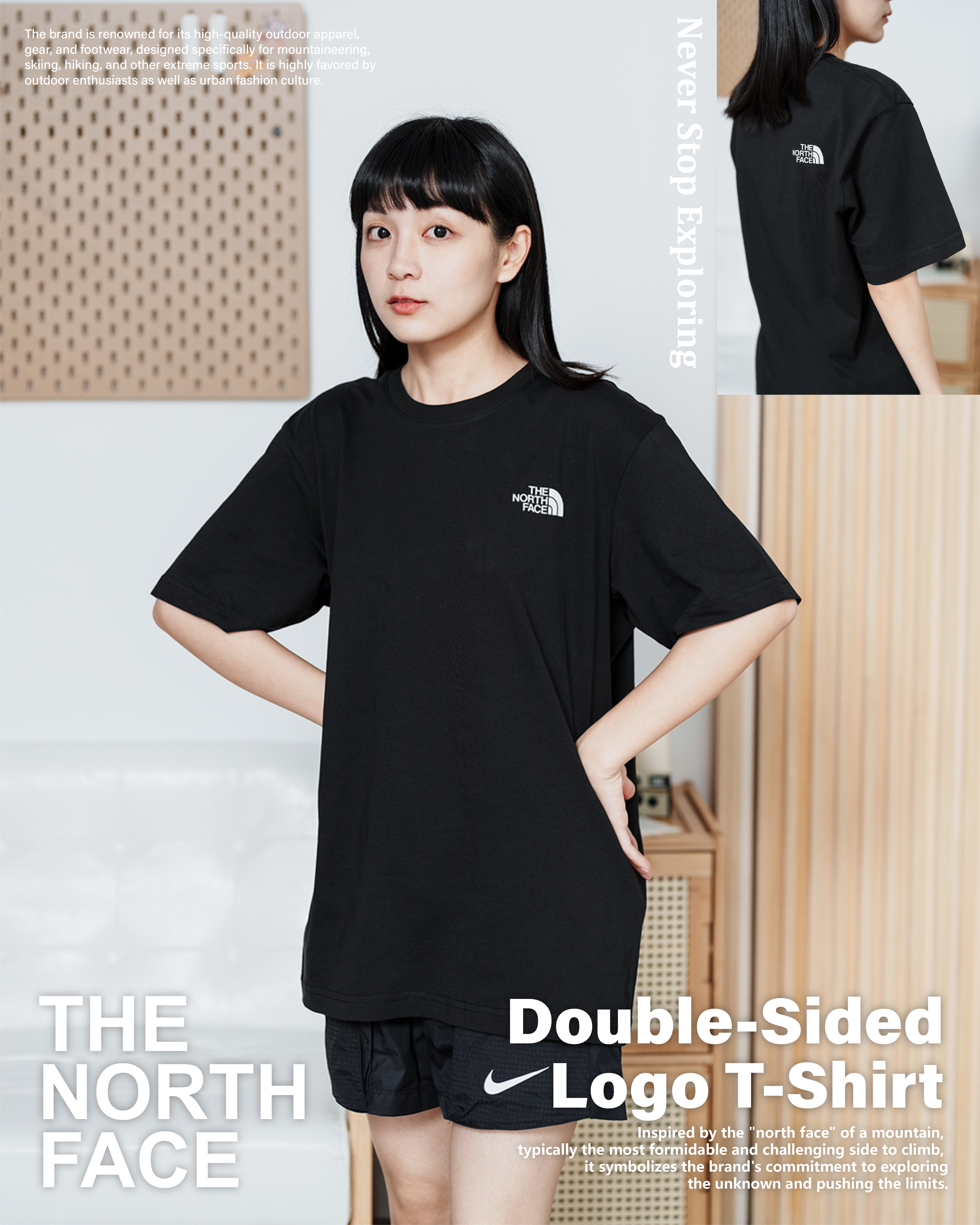 #預購 THE NORTH FACE 前後小LOGO 圓領 短袖 韓國連線 黑色 白色