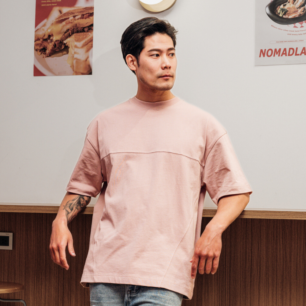 ｜庫克｜拼接設計 寬肩重磅 COOK【版型寬鬆，喜歡合身建議選購小一碼】