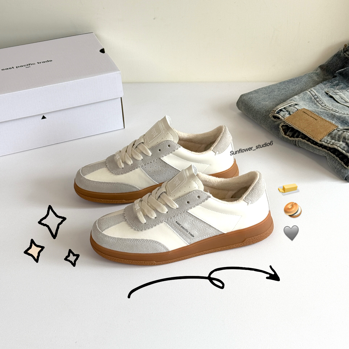 韓國🇰🇷連線 EPT Santos 灰白色 淺灰色 麂皮 皮革 焦糖底 寬鞋帶 德訓鞋 男女款/預購