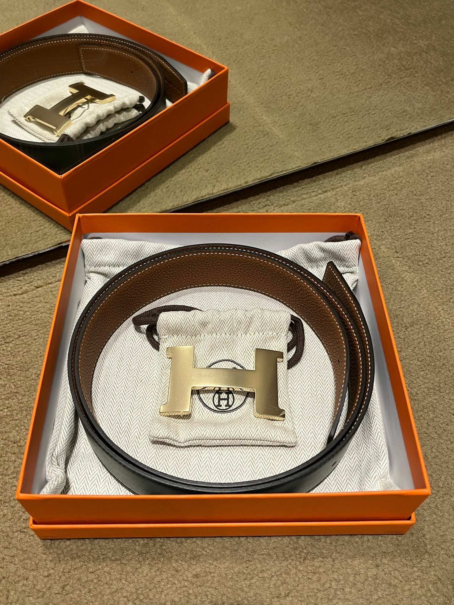 Constance gris moyen belt 38mm CP noir /gold 100cm