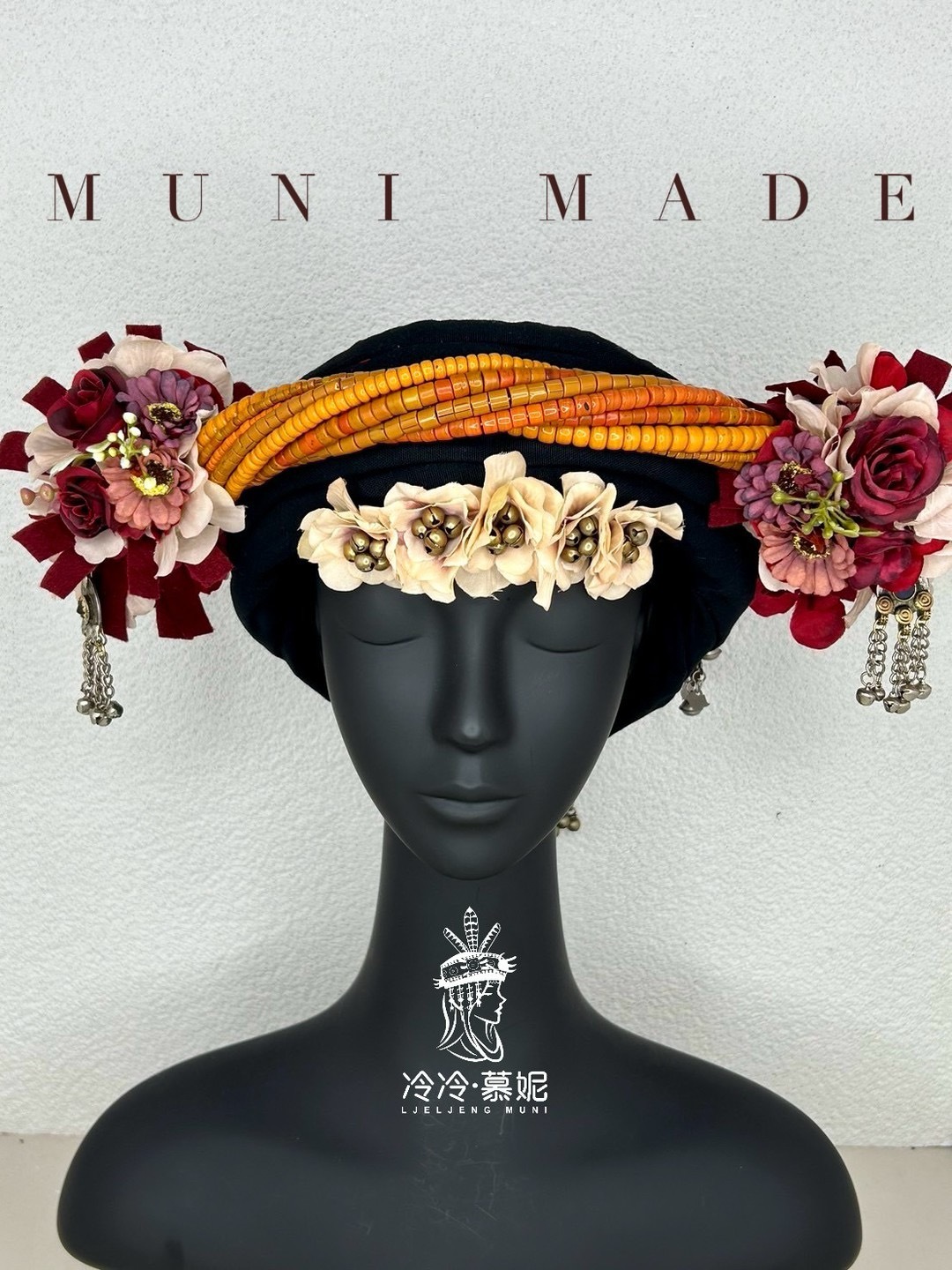 Muni-No.71貿易老珠阿富汗老銀轉珠頭飾