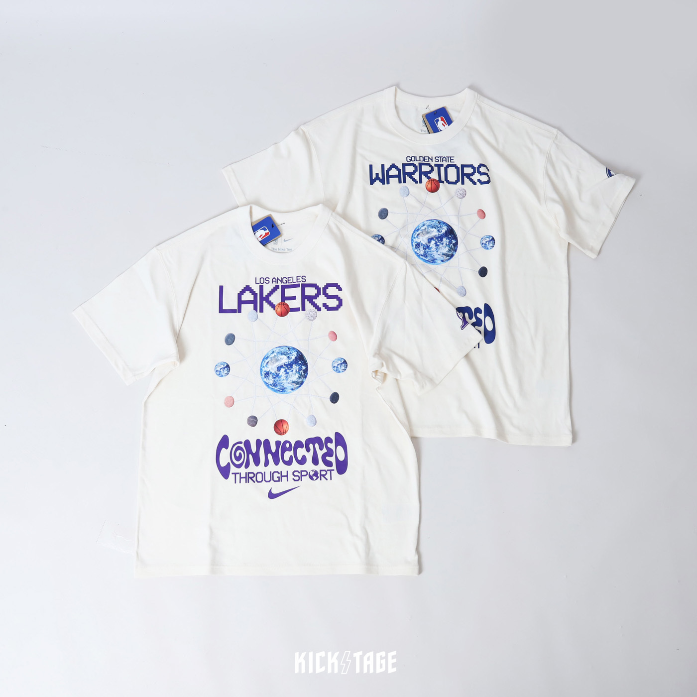 NIKE NSW TEE NBA 米白 籃球 湖人 勇士 宇宙 馬賽克 環保材質 短T 【HQ1311-901】【HQ1310-901】