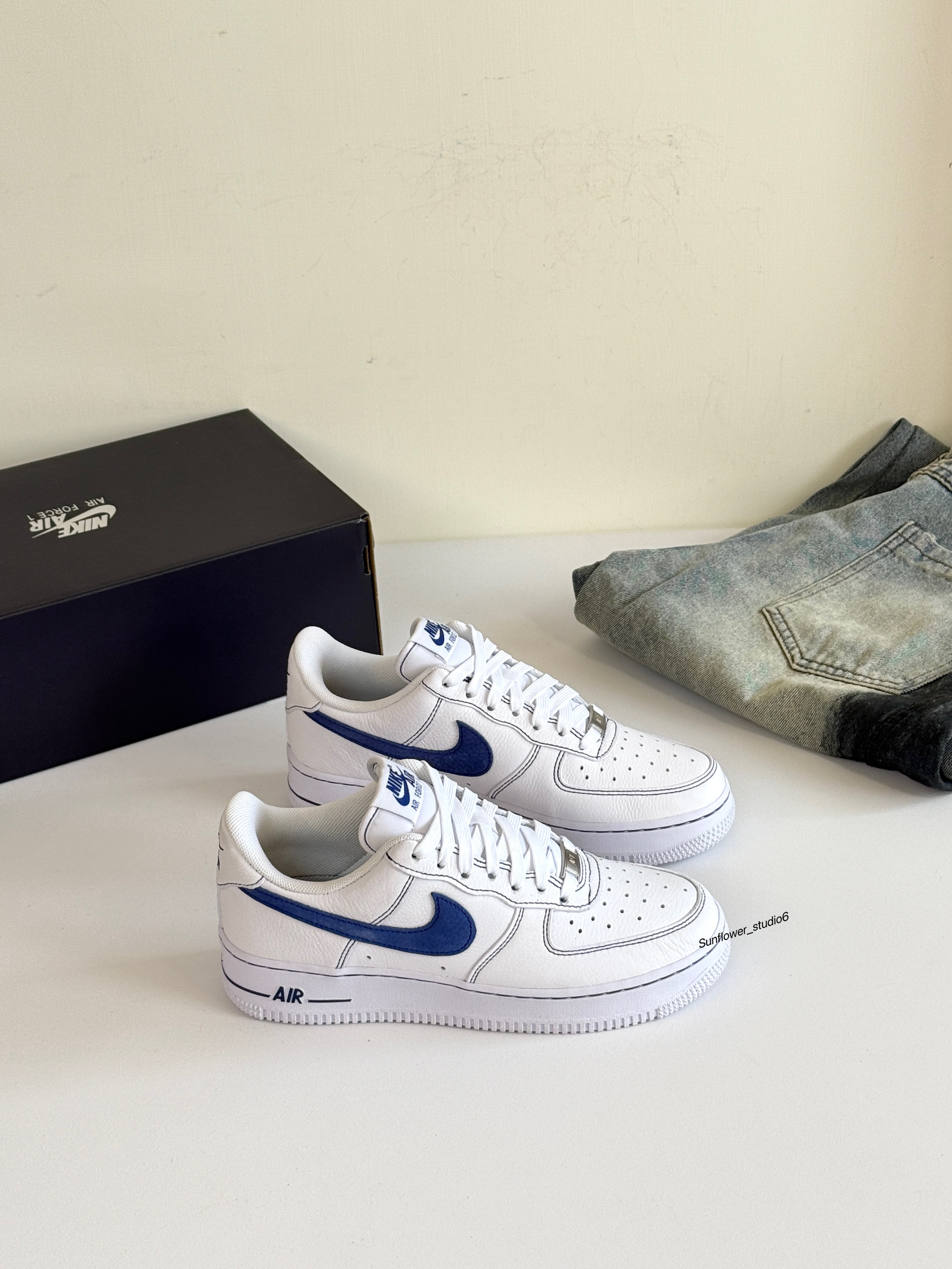 Nike Air Force 1 AF1 藍白色 藍色 外縫線 荔枝皮 小白鞋 板鞋 HQ2037-100/預購