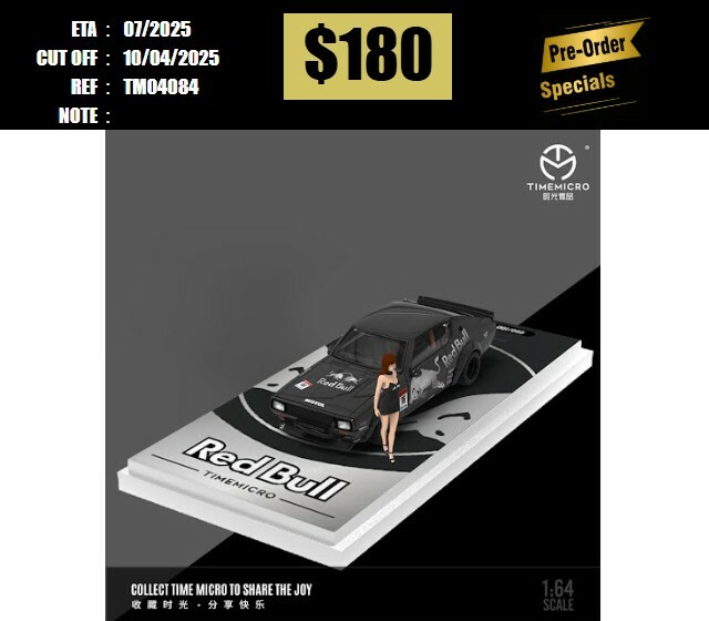 PO-$180 * TIME MICRO * 1:64 NISSAN SKYLINE KPGC110 WIDE BODY SILVER BULL W/FIGURE [OD08/04]