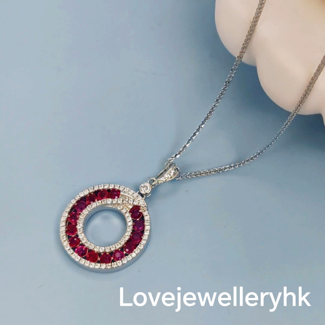 天然紅寶石環形吊咀      GP012