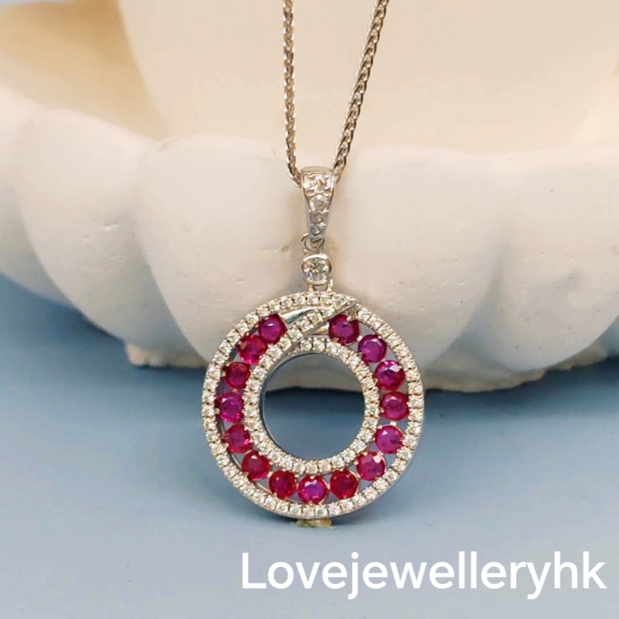 天然紅寶石環形吊咀      GP012