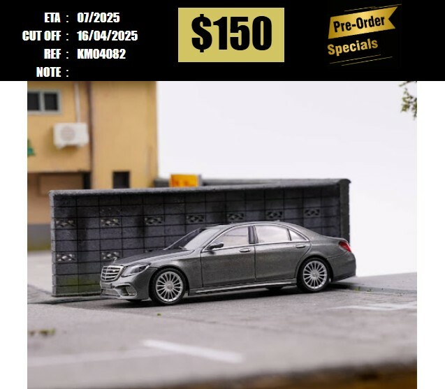 PO-$150 * KING MODEL * 1:64 MERCEDES BENZ S CLASS W222 AMG S65L V12 TITANIUM GREY [OD08/04]