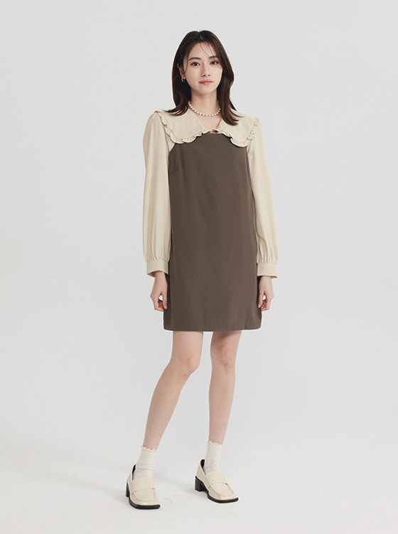 前高後低細肩吊帶短裙