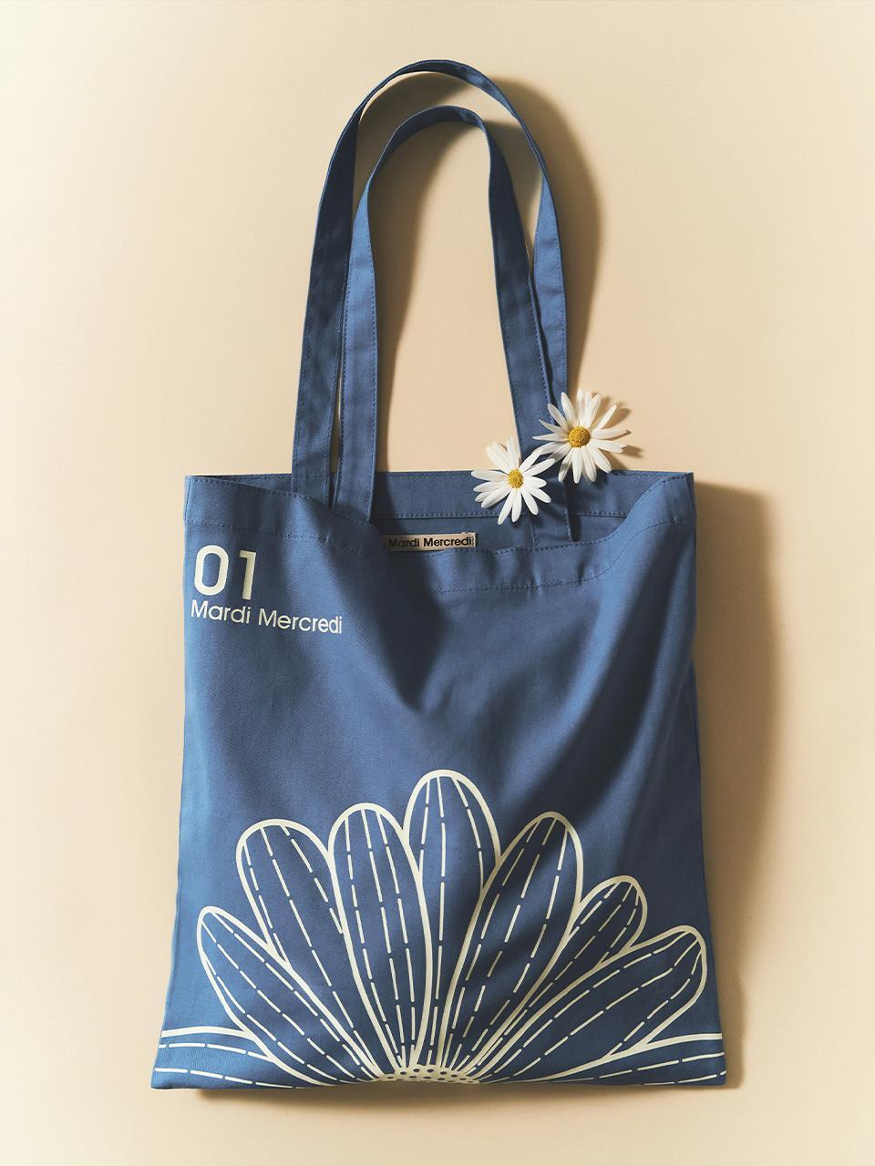 ★Mardi Mercredi★ CANVAS BAG TRIPLE FLOWER CANVAS BAG TRIPLE FLOWER_BLACK WHITE - MARDI MERCREDI