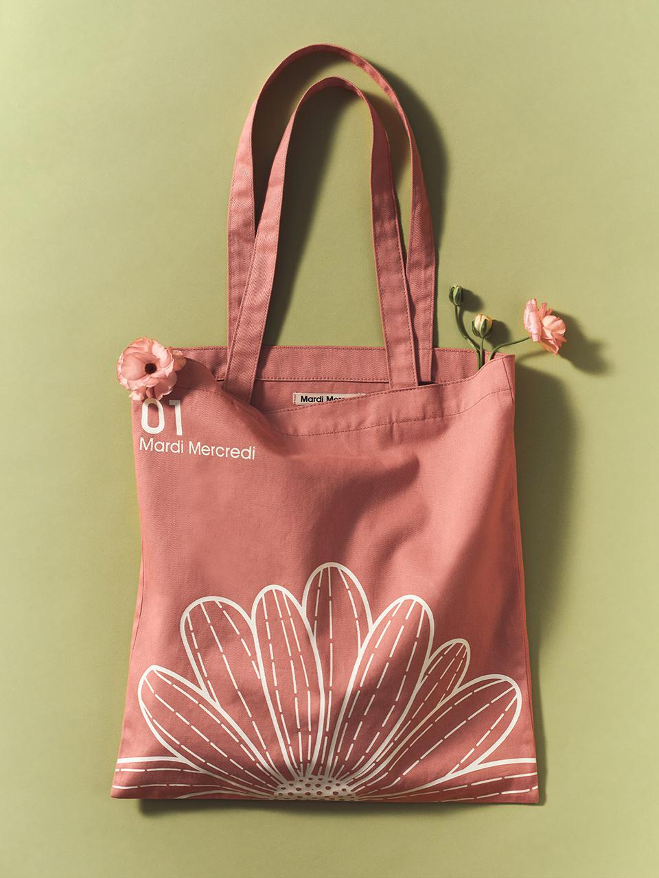 ★Mardi Mercredi★ CANVAS BAG TRIPLE FLOWER MARDI MERCREDI CANVAS BAG TRIPLE FLOWER