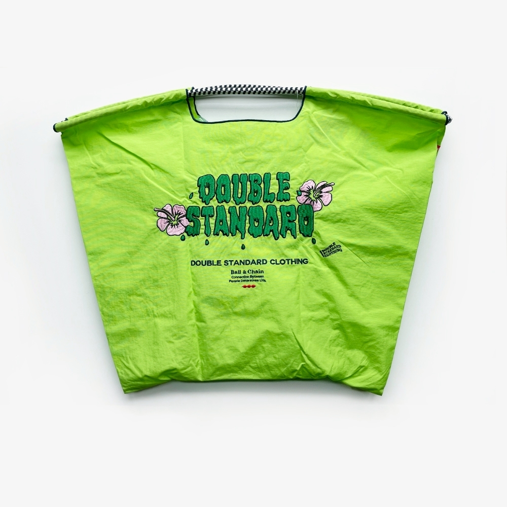 Ball＆Chain 刺繡環保購物袋 L號 - 螢光綠 (0400009241)