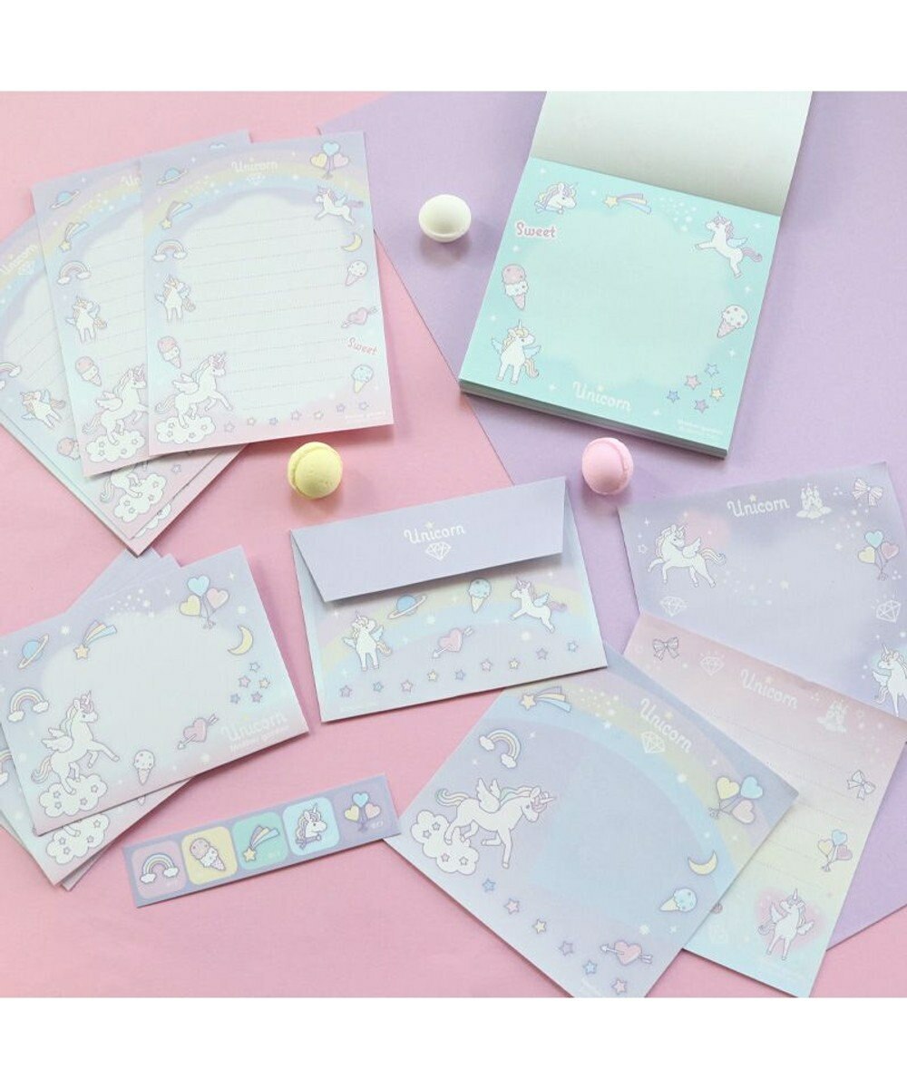 日本Mother Garden 獨角獸 方形便條紙 & 迷你信紙組合