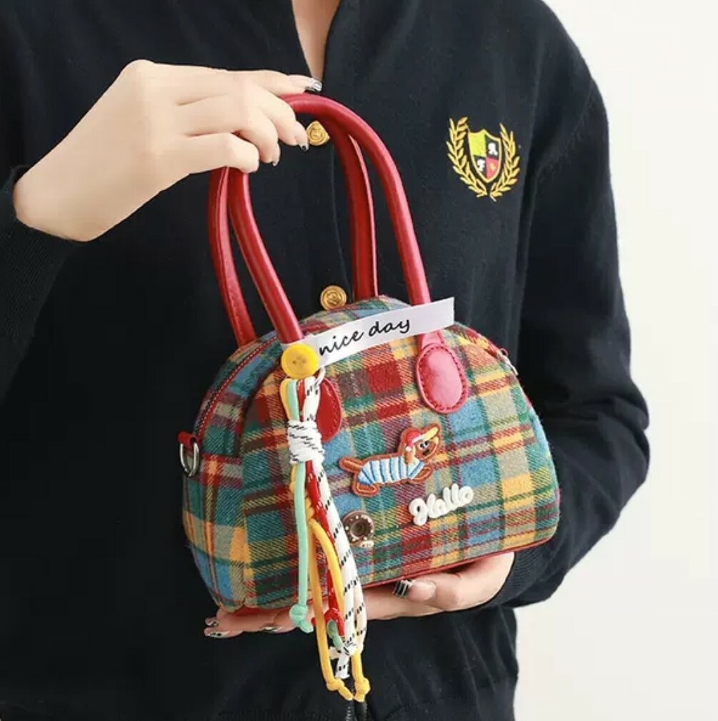 時尚格紋保齡球包